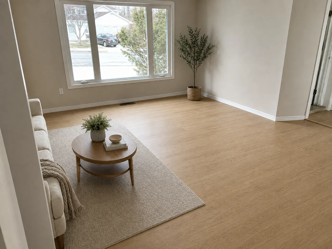 Completed flooring installation