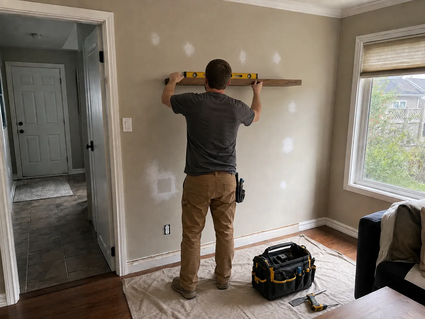 Handyman repair work in progress